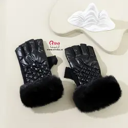 دستکش زمستانی انگشتی دخترانه و زنانه مدل لب خز