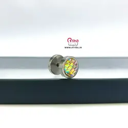 گوشواره هفت رنگ استیل مدل پیچی طرح پولک ماهی