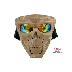 ماسک اسکلتی نظامی رنگ خاکی/لنز رنگی