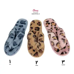 اسلیپر انگشتی خز دار  روفرشی طرح پلنگی
