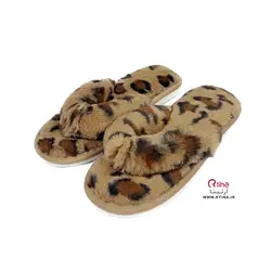 اسلیپر انگشتی خز دار  روفرشی طرح پلنگی