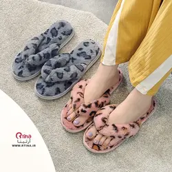 اسلیپر انگشتی خز دار  روفرشی طرح پلنگی