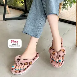 اسلیپر انگشتی خز دار  روفرشی طرح پلنگی