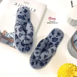 اسلیپر انگشتی خز دار  روفرشی طرح پلنگی