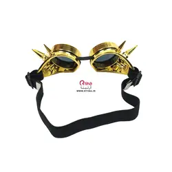 عینک فانتزی مردانه و زنانه اسپایک دار رنگ طلایی متالیک