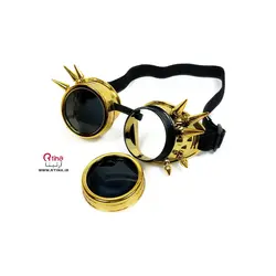 عینک فانتزی مردانه و زنانه اسپایک دار رنگ طلایی متالیک