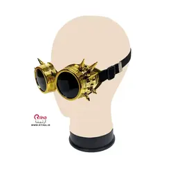 عینک فانتزی مردانه و زنانه اسپایک دار رنگ طلایی متالیک