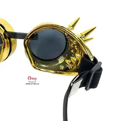 عینک فانتزی مردانه و زنانه اسپایک دار رنگ طلایی متالیک