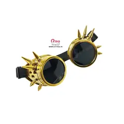 عینک فانتزی مردانه و زنانه اسپایک دار رنگ طلایی متالیک