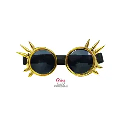 عینک فانتزی مردانه و زنانه اسپایک دار رنگ طلایی متالیک