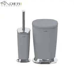 برس توالت و سطل زباله پدالی مدل ونیز ایمن آب (تیتانیوم)