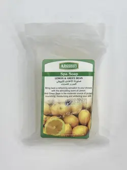 صابون گیاهی آرگوسی سفید کننده با عصاره لیمو و لوبیا سبز 100 گرمی ARGUSSY spa soap lemon & green bean