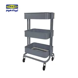 ترولی فلزی چرخدار رنگ طوسی تیرداد | فروشگاه اینترنتی تیرداد هوم