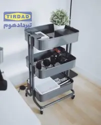 ترولی فلزی چرخدار رنگ طوسی تیرداد | فروشگاه اینترنتی تیرداد هوم