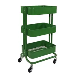 ترولی فلزی چرخدار رنگ سبز تیره | فروشگاه اینترنتی تیرداد هوم