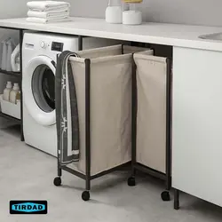 ترولی سبد رخت چرک تیرداد با کیسه برزنتی | تیردادهوم