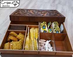 جعبه رومیزی تی بگ و تنقلات و زیر لیوانی مدل nova کد KU27