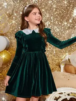 پیراهن مخمل سبز - مزون ماهسون