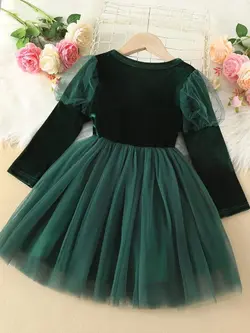 پیراهن مخمل و تور یلدایی - مزون ماهسون