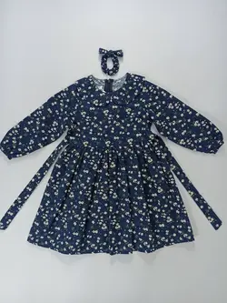 پیراهن دخترانه لنین کرکی پنبه طرح خوشه انگور