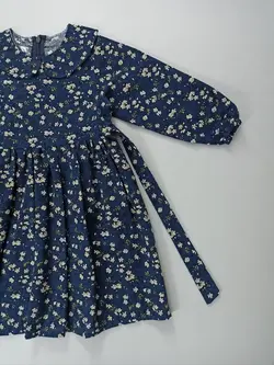 پیراهن دخترانه لنین کرکی پنبه طرح خوشه انگور