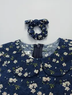 پیراهن دخترانه لنین کرکی پنبه طرح خوشه انگور