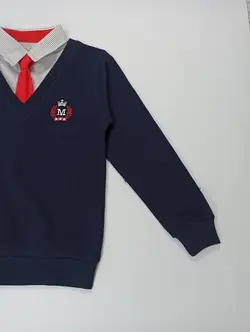 بلوز دو یقه کراواتی پسرانه مناسب 5 تا 16 سال