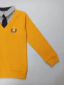 بلوز دو یقه کراواتی پسرانه مناسب 5 تا 16 سال