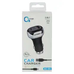شارژر فندکی اکسیژن Oxygen مدل AC-05 به همراه کابل تايپ سي با گارانتي