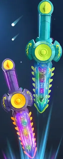 شمشیر چرخ دنده ای موزیکال چراغدار نشکن GEAR SWORD