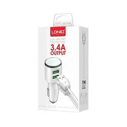 شارژر فندکی الدینیو مدل DL-C29 3.4A همراه با کابل MicroUSB