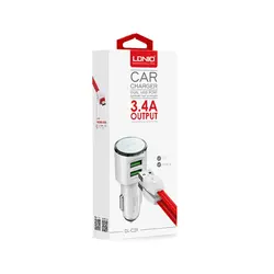 شارژر فندکی الدینیو مدل DL-C29 3.4A همراه با کابل MicroUSB