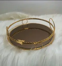 سینی کف آینه عربی گرد دسته دار