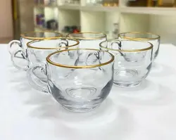 فنجان اورانوس لب طلا 6 عددی