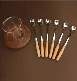 قاشق شربت خوری دسته چوبی خارجی