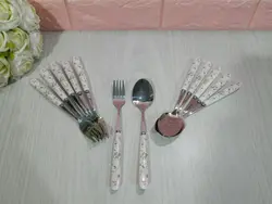 قاشق و چنگال دسته سرامیک گل ریز