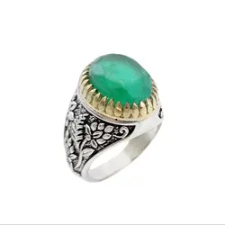 انگشتر نقره مردانه زمرد هندی کد 11560