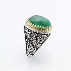 انگشتر نقره مردانه زمرد هندی کد 11560