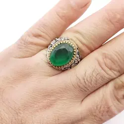 انگشتر نقره مردانه زمرد هندی کد 11560