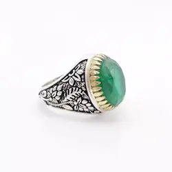 انگشتر نقره مردانه زمرد هندی کد 11560