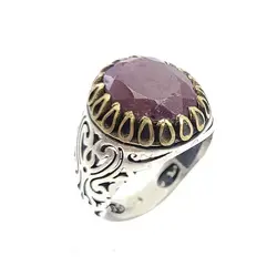 انگشتر نقره مردانه یاقوت سرخ هندی کد 56879