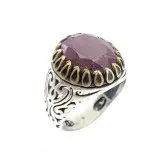 انگشتر نقره مردانه یاقوت سرخ هندی کد 56879