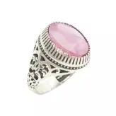 انگشتر نقره مردانه یاقوت صورتی آفریقا کد 28245