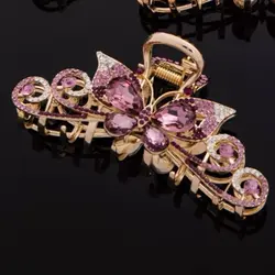 کلیپس پروانه کریستال صورتی کد 542 - فروشگاه اینترنتی دلورس