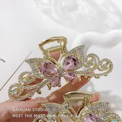 کلیپس پروانه کریستال صورتی کد 542 - فروشگاه اینترنتی دلورس