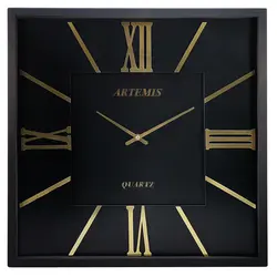 ساعت دیواری آرتمیس مدل 2026 مشکی(زه مشکی و صفحه مشکی) و اعداد گلد(طلایی)
