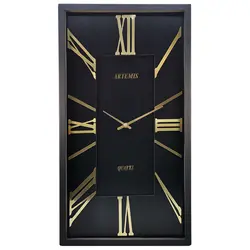 ساعت دیواری آرتمیس مدل 2028 مشکی(زه مشکی و صفحه مشکی) و اعداد گلد(طلایی)