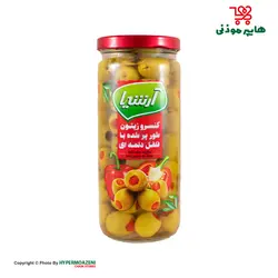 آرشیا زیتون پرشده با فلفل دلمه ای شیشه ای 480گرم