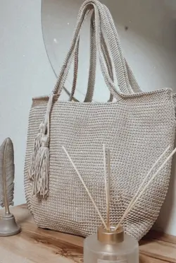 کیف ساحلی مکرومه دستباف