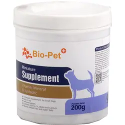 پودر مکمل سگ بایوپت مدل مینیاتوری (آپارتمانی) 200 گرمی